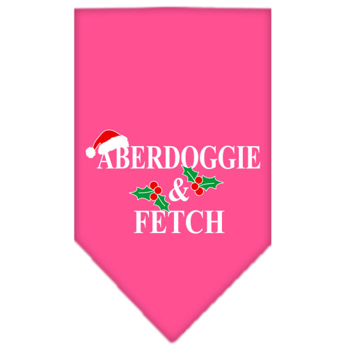 Aberdoggie Christmas Screen Print Bandana Bright Pink Large
